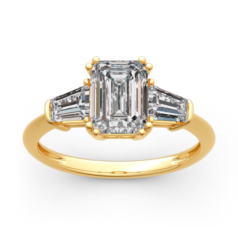 Emerald Cut Three Stone Engagement Ring