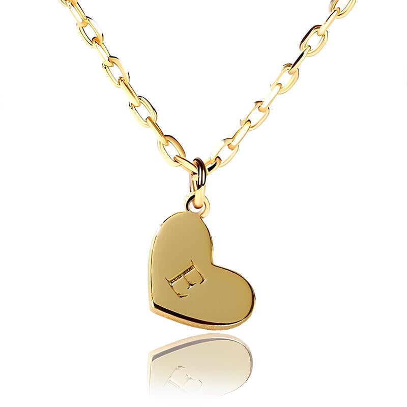 Gold Heart Initial Necklace