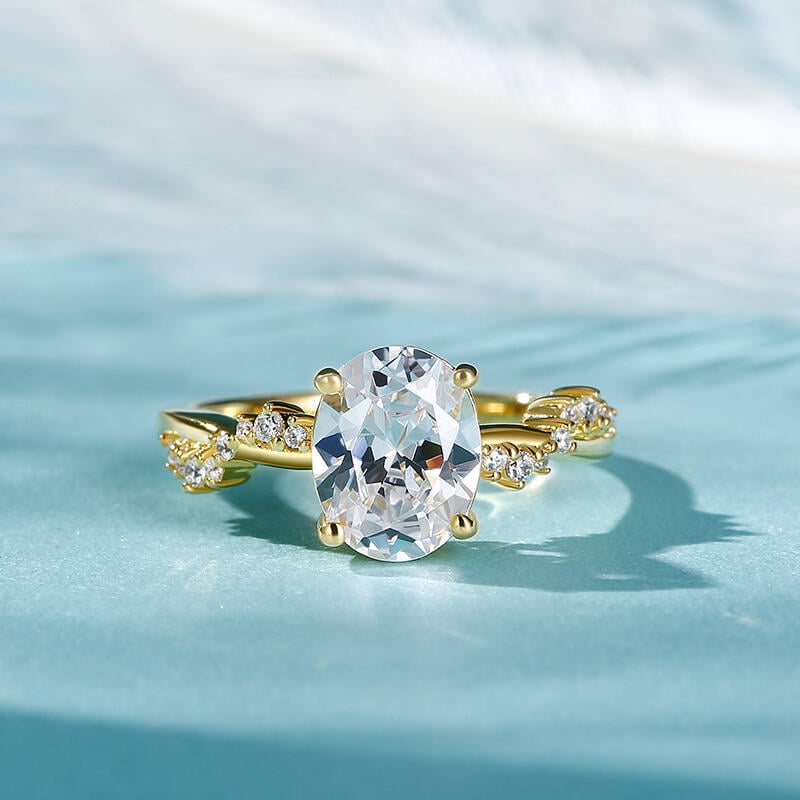 Gold Twist Oval Cut Ring