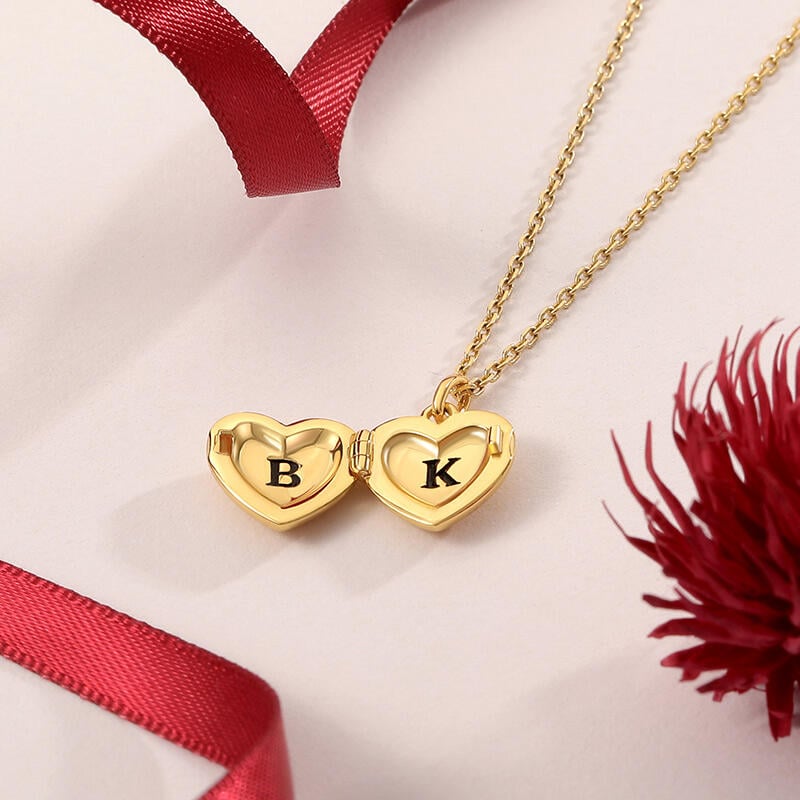 Golden Engraved Heart Necklace With Birthstone