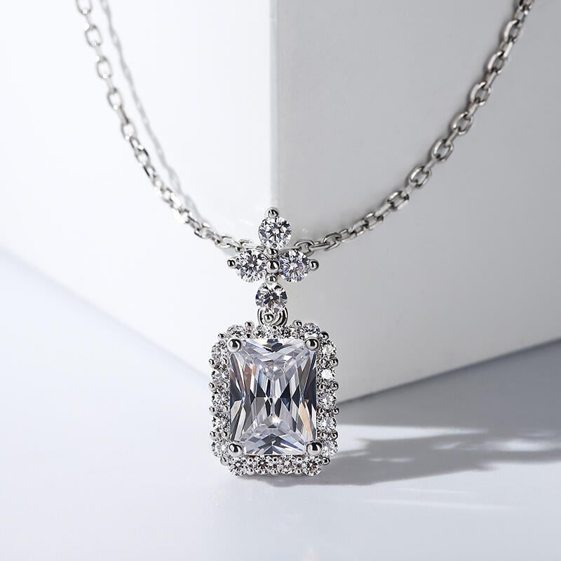 Halo Radiant Cut Lab Grown Diamond Necklace