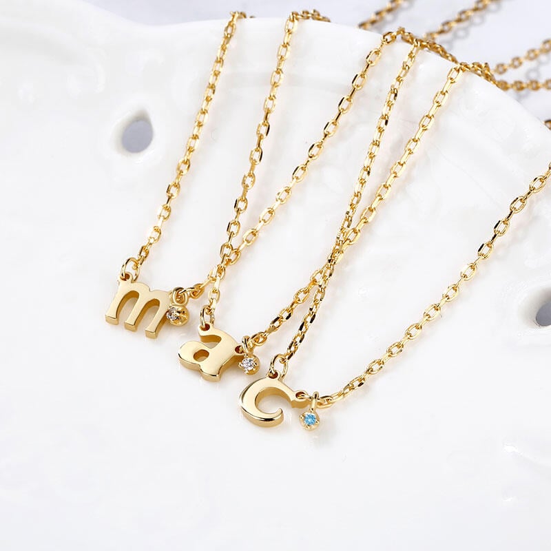 Initial Pendant Necklace with Birthstone