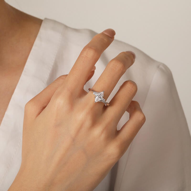 Marquise Cut Engagement Ring With Birthstone