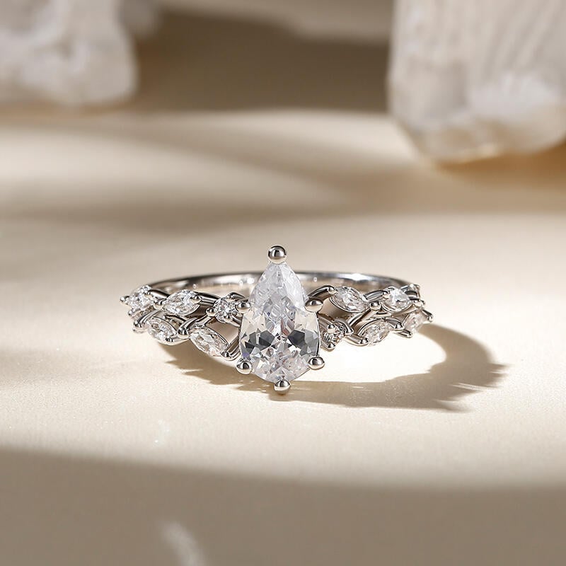 Pear Cut Moissanite Engagement Ring