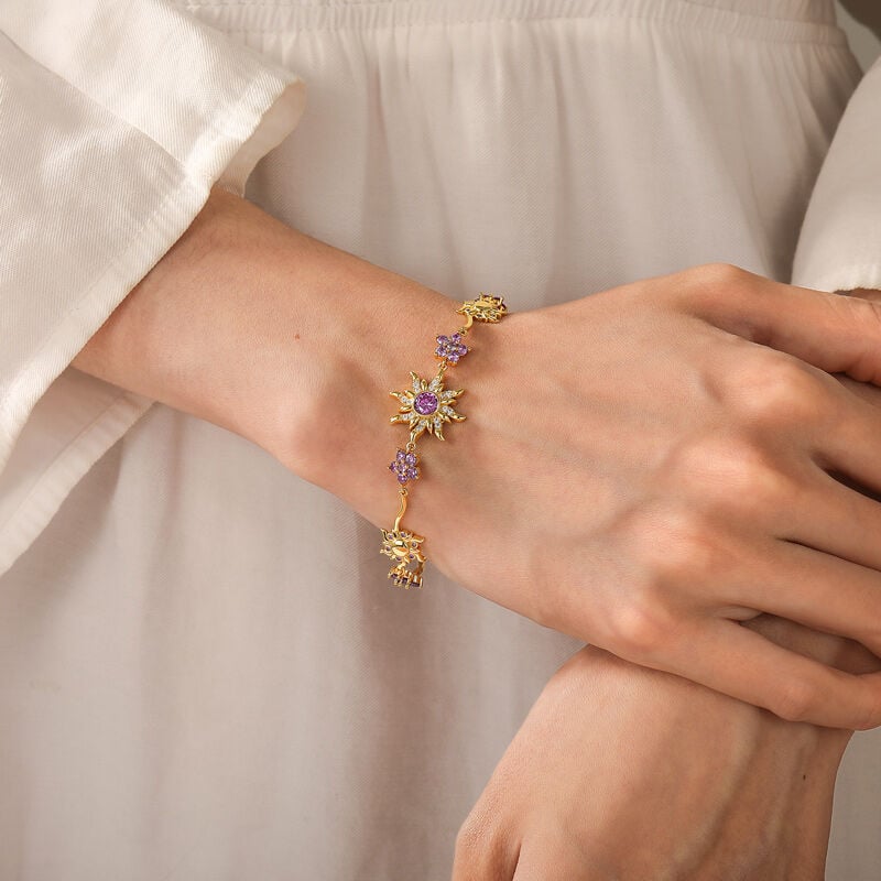 Purple Stone Gold Sunflower Bracelet