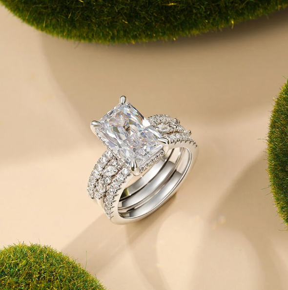 Radiant Cut Puzzle Ring Set