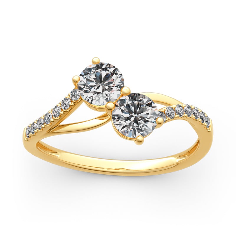 Round Cut Two Stone Engagement Ring