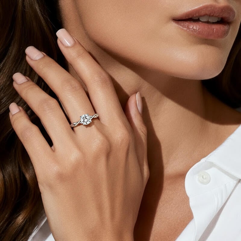 Round Solitaire Lab Grown Diamond Engagement Ring