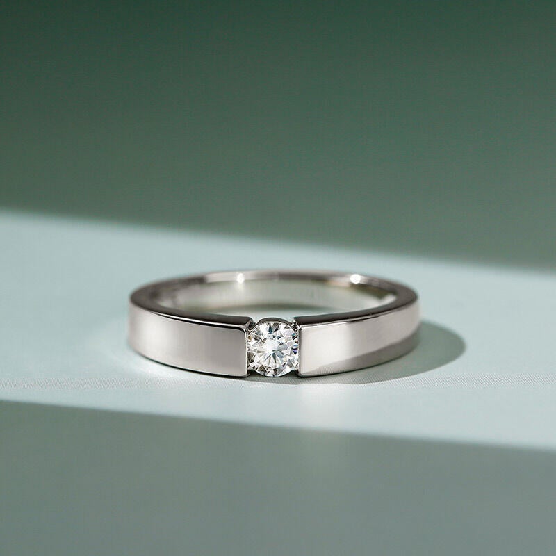 Simple Round Cut Men's Engagement Ring