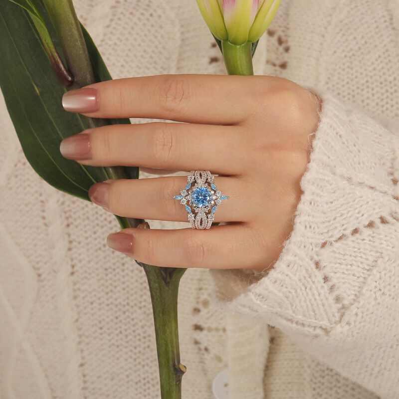 Twist Aquamarine Ring Set