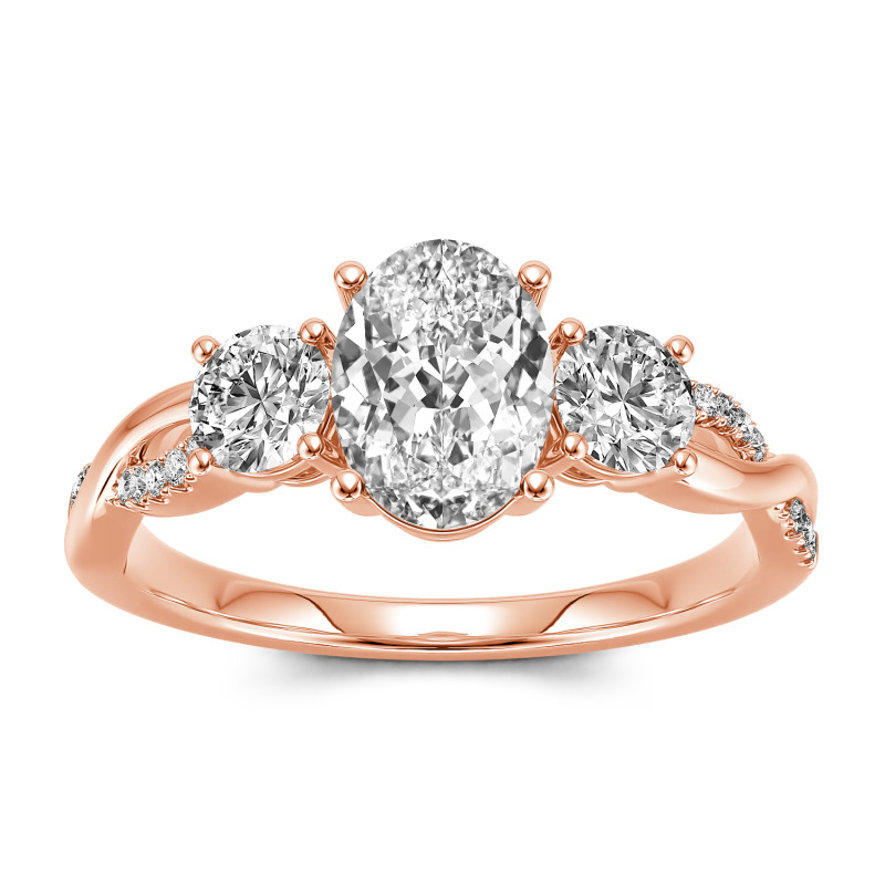 Twist Oval Cut Three Stone Ring