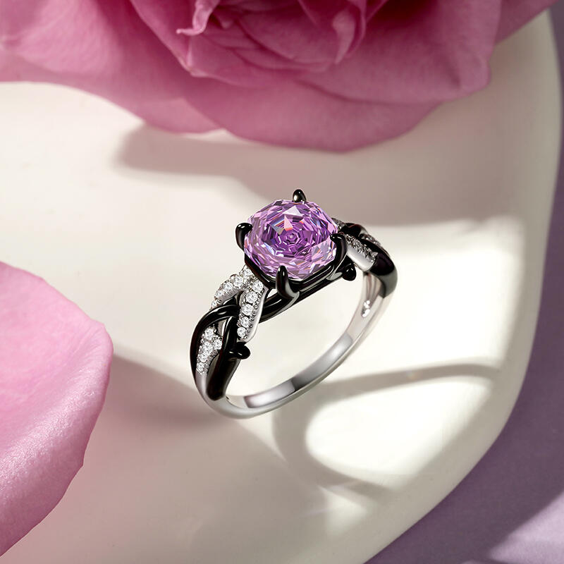 Two Tone Thorn Octagonal Rose Cut Engagement Ring