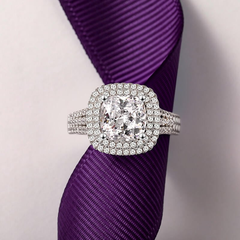 Cushion Cut Double Halo Engagement Ring