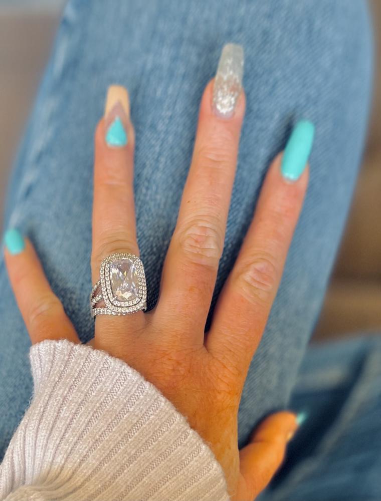 Double Halo Cushion Cut Engagement Ring