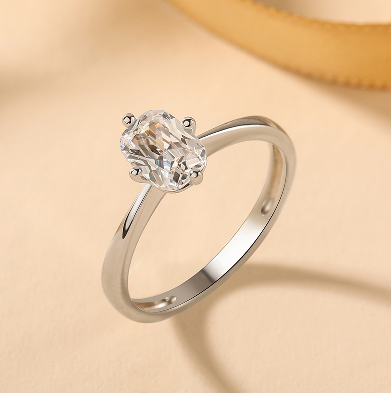 Elongated Cushion Cut Solitaire Engagement Ring