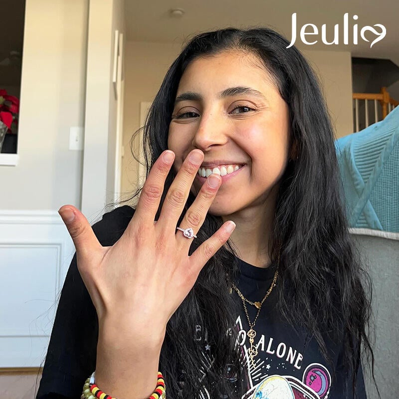 Halo Heart Cut Synthetic Morganite Ring