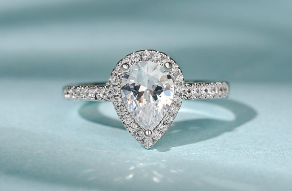 Halo Pear Shaped Engagement Ring