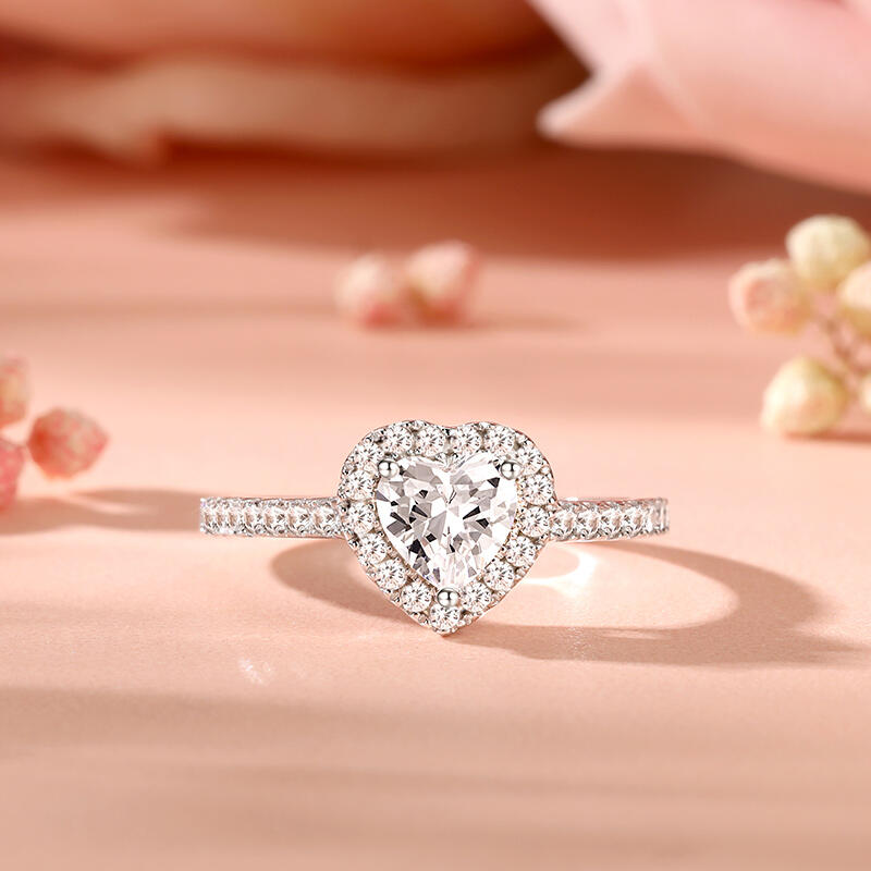 Heart Halo Engagement Ring