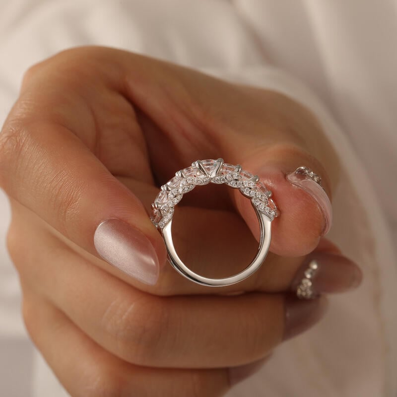 Hidden Halo Round Cut Wedding Band for Women