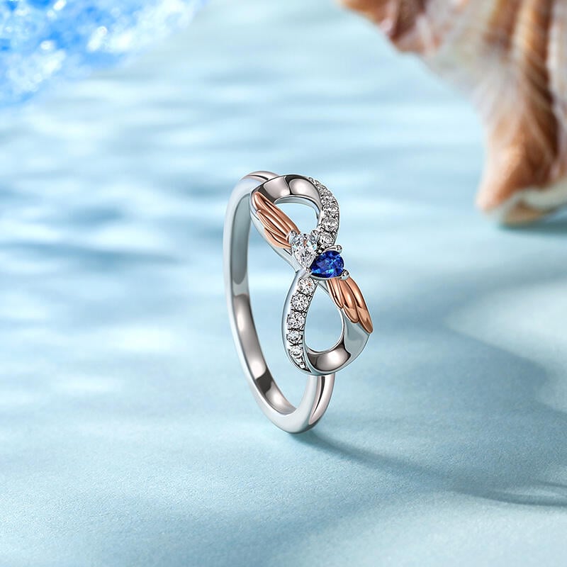 Infinity Angle Wings Two Birthstone Ring