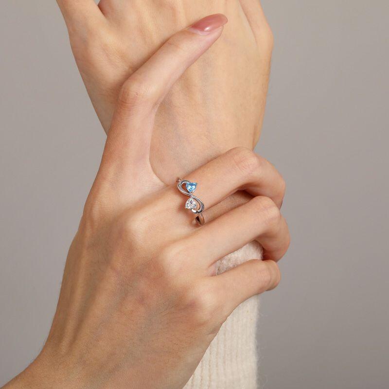 Infinity Double Heart Birthstone Ring