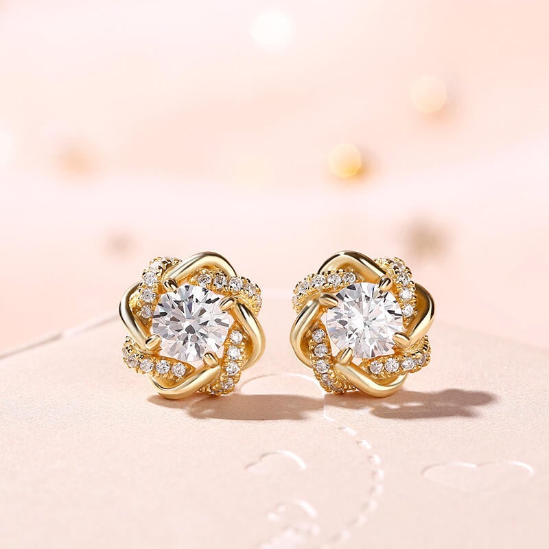 Love Knot Moissanite Stud Earrings