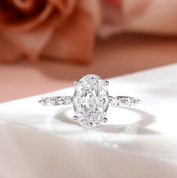 Oval Engagement Ring with Side Stone