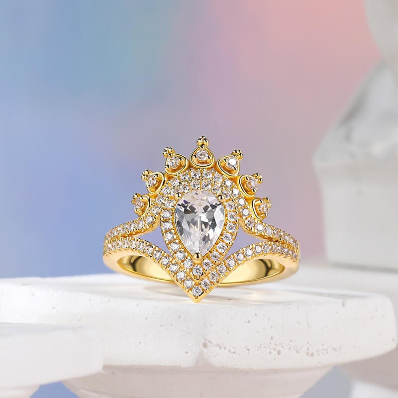 Pear Shaped Crown Engagement Ring