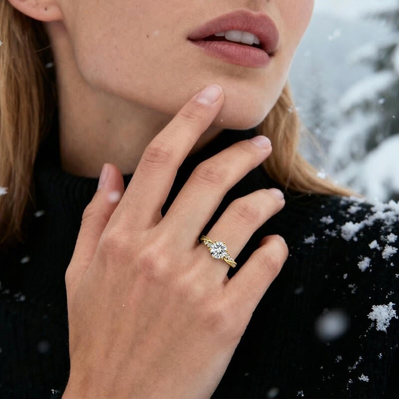 Simple Twist Round Moissanite Ring