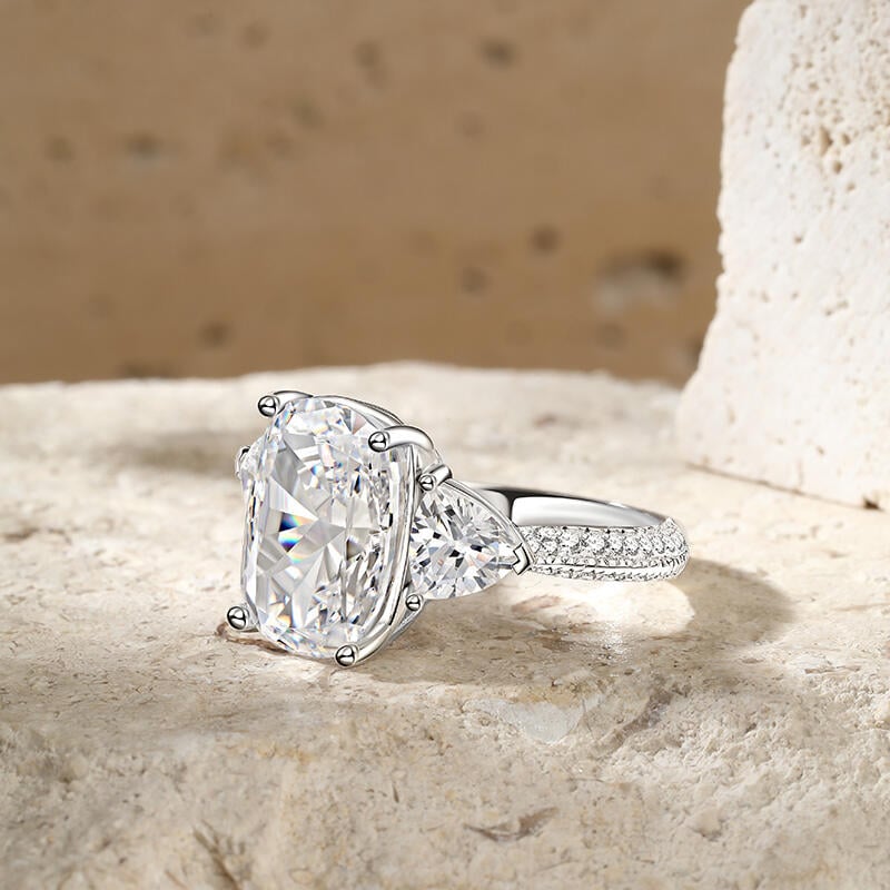 Three Stone Cushion Cut Engagement Ring