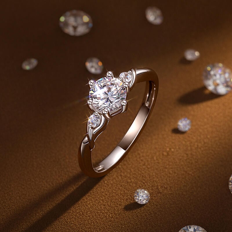 Three Stone Lab Grown Round Diamond Ring