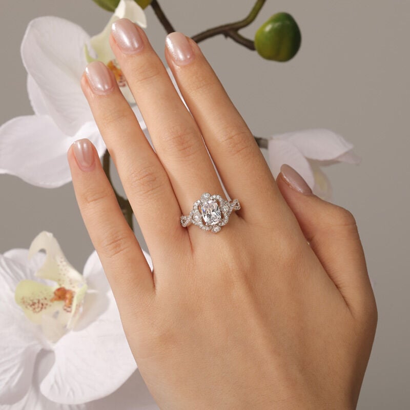 Twist Symmetry Elongated Cushion Engagement Ring