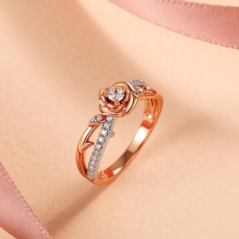 Two Tone Twist Rose Flower Ring