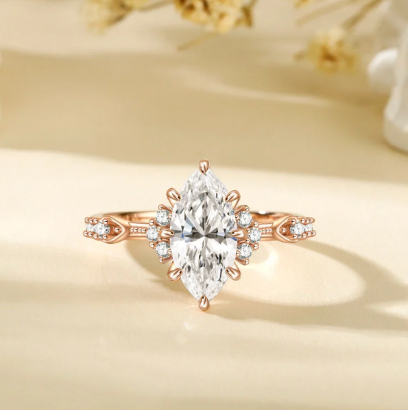 Vintage Marquise Moissanite Engagement Ring