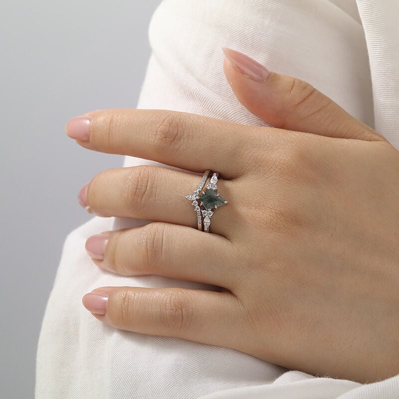 Vintage Moss Agate Engagement Ring