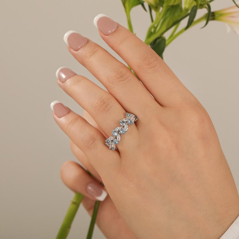 Leaf Custom Women's Half Eternity Band