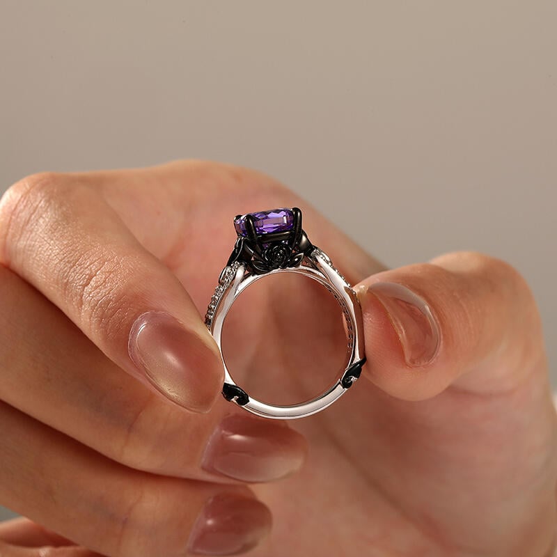 Two Tone Infinity Rose Cut Purple Stone Ring