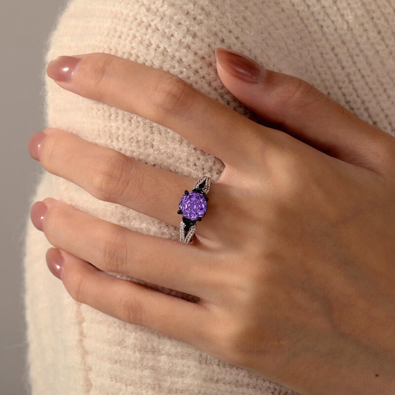 Two Tone Infinity Rose Cut Purple Stone Ring