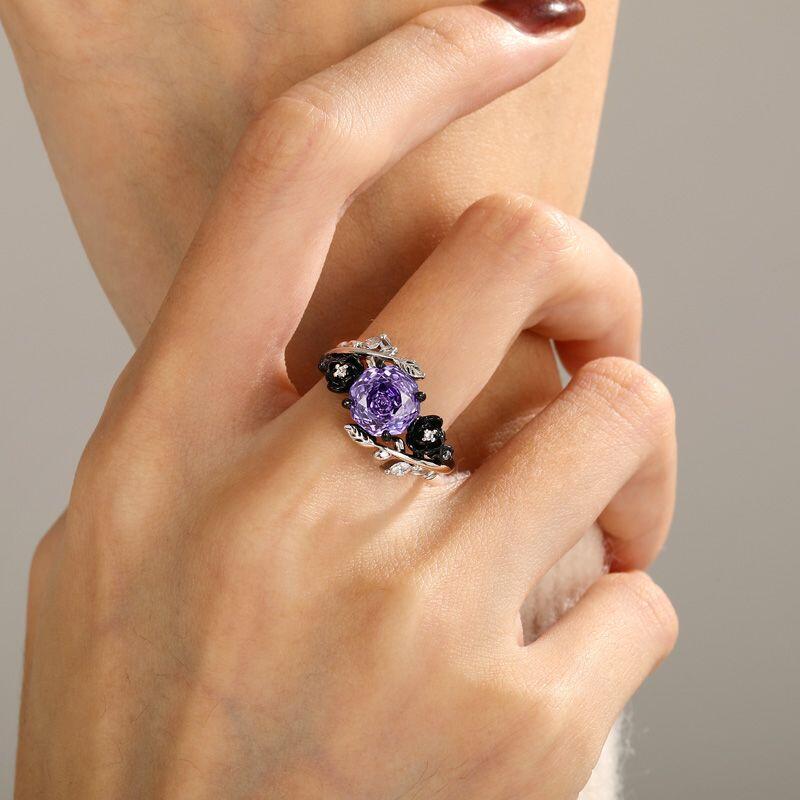 Two Tone Infinity Rose Cut Purple Stone Ring