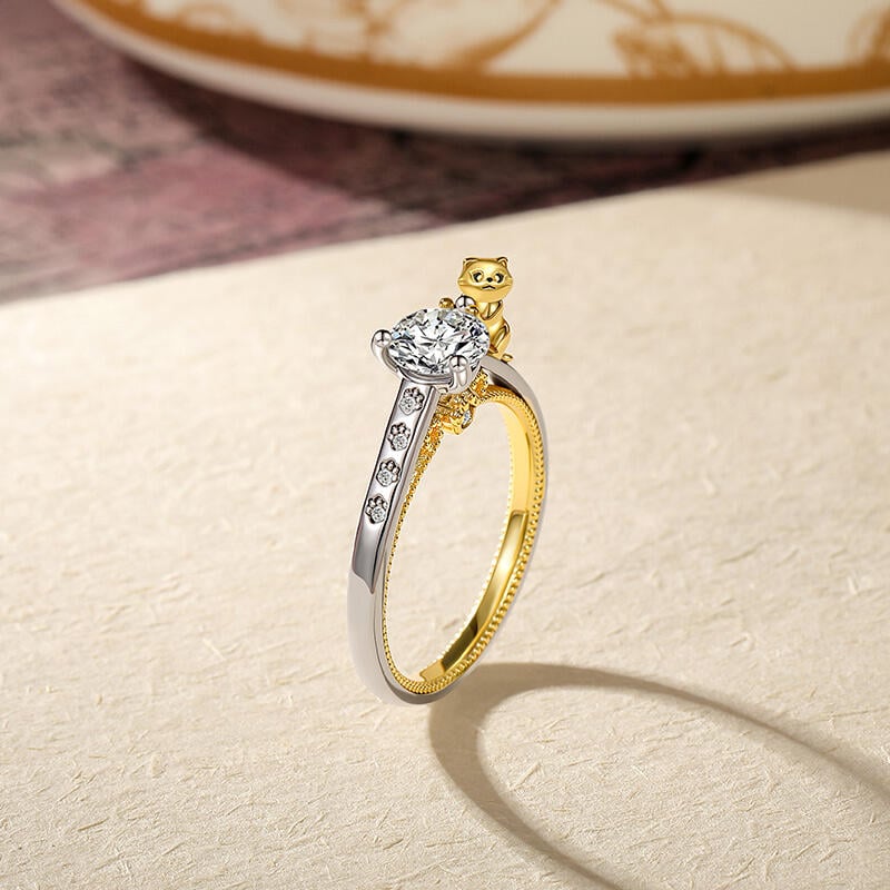 Cat and Paw Print Ring