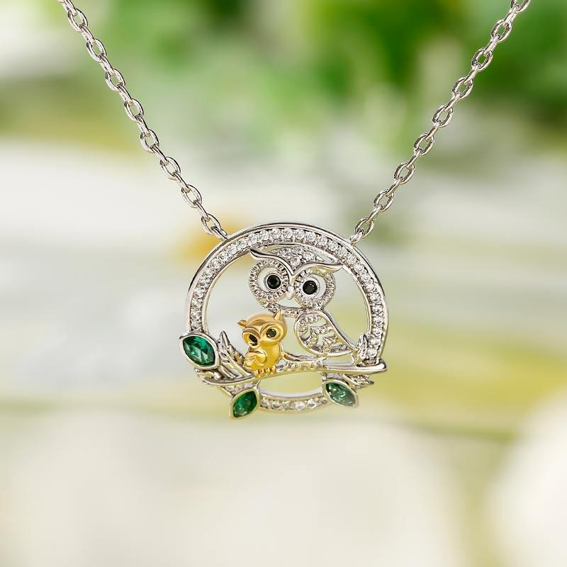 Mother and Baby Owls Necklace