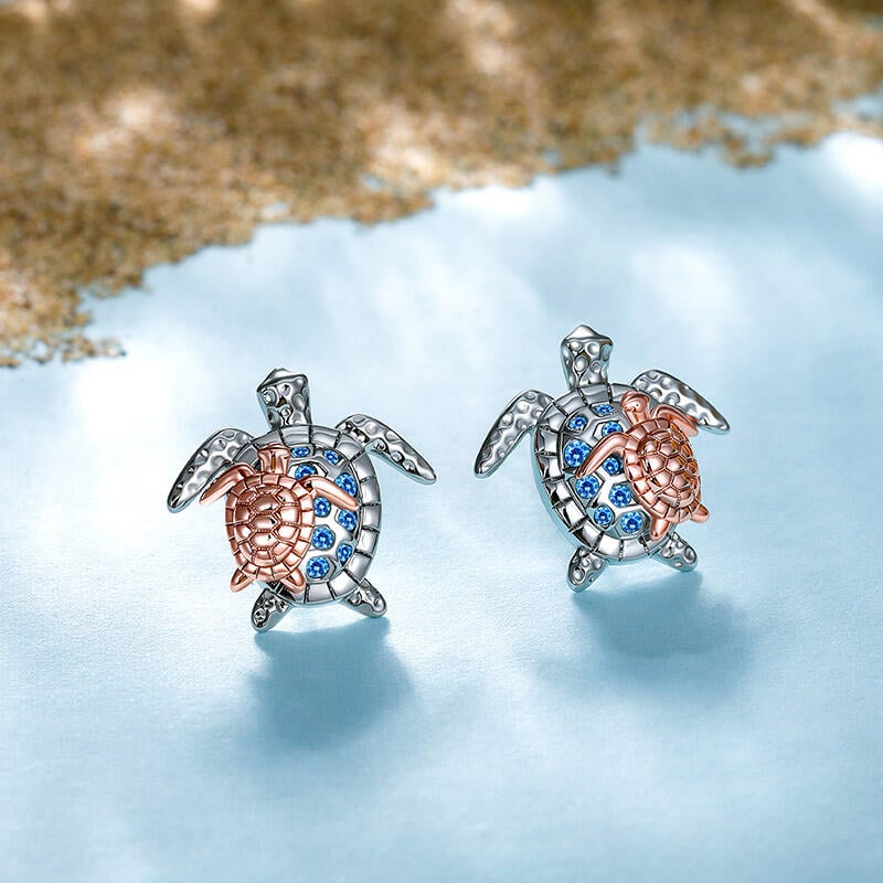 Two Tone Turtle Earrings