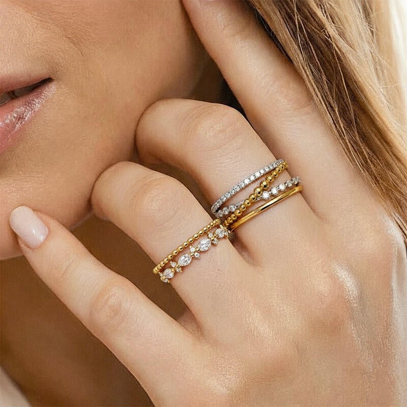 Gradient Beaded Crossover Ring