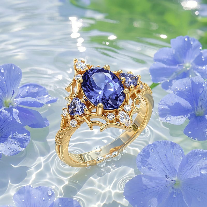 Three Stone Oval Briar Rose Engagement Ring