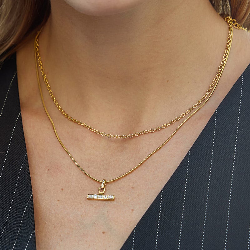 Double Layered T Bar Necklace