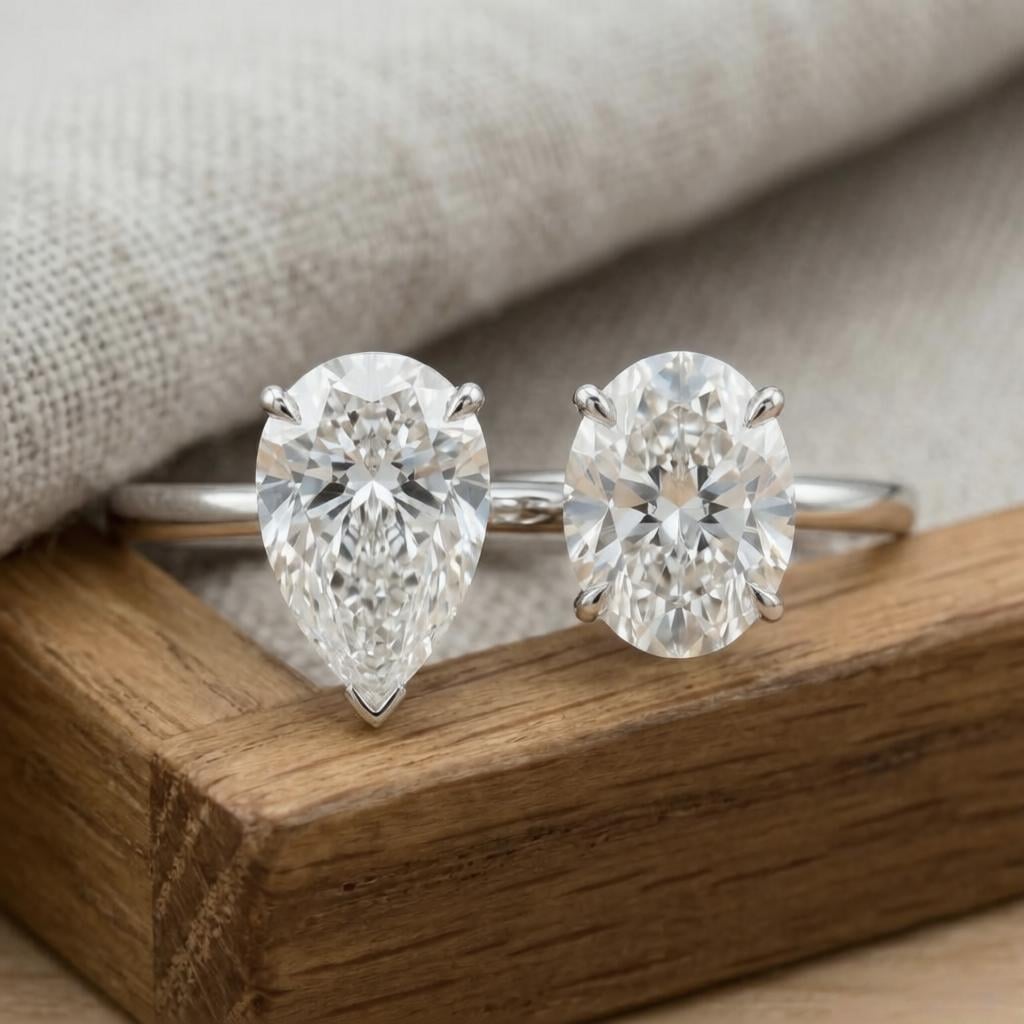 Pear Shape vs. Oval Cut Engagement Ring