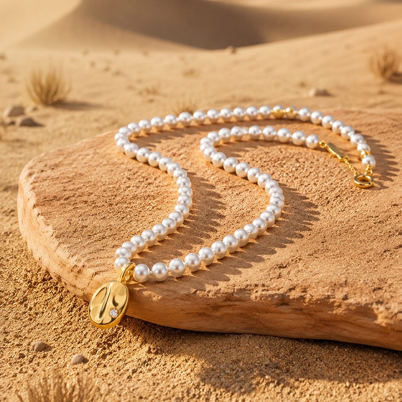 Pearl Necklace with Gold Disc
