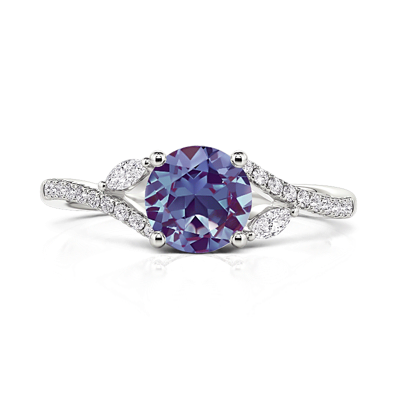 Split Shank Round Alexandrite Engagement Ring