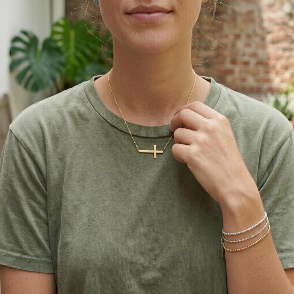 Sideways Cross Necklace