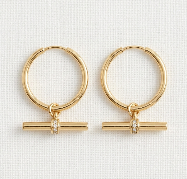T Bar Hoop Earrings